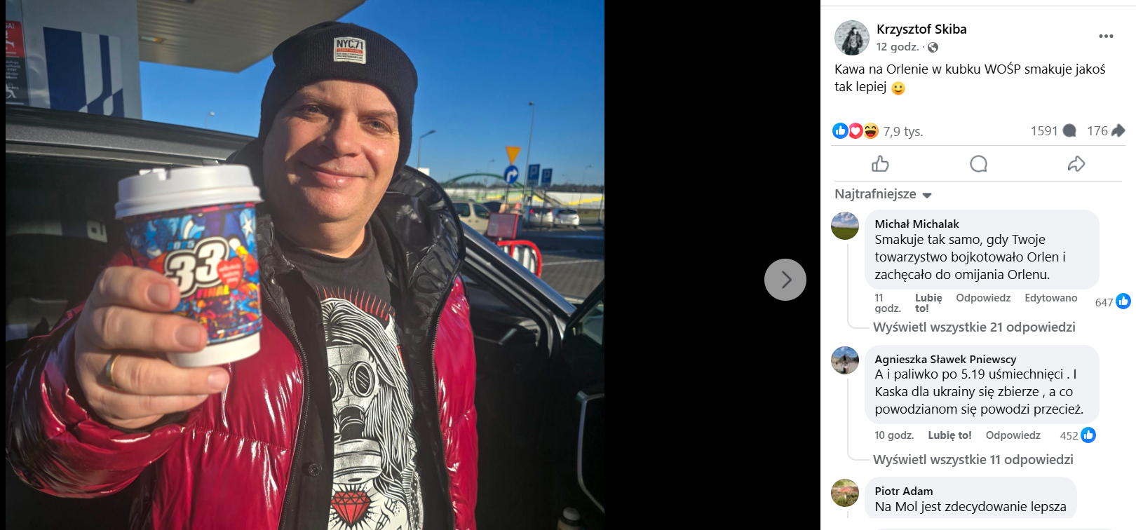 Krzysztof Skiba Orlen kawa WOŚP 2025