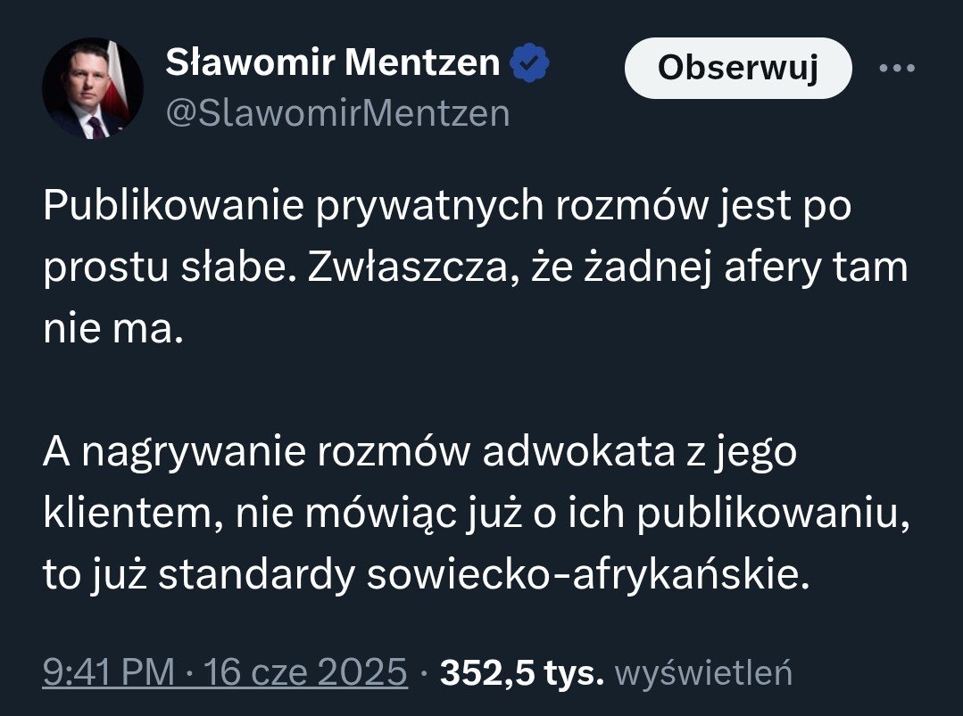 Mentzen o taśmach Tuska 2025