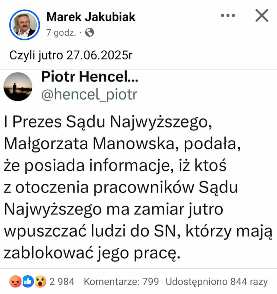 Szturm na Sąd Najwyższy 27 06 2025 Manowska news