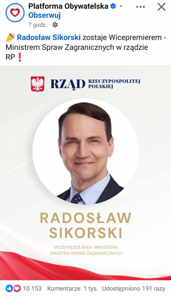 Radosław Sikorski następca Tuska 2025 2027