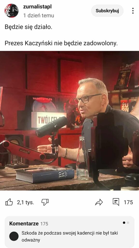 Andrzej Duda Zurnalista wywiad 2025
