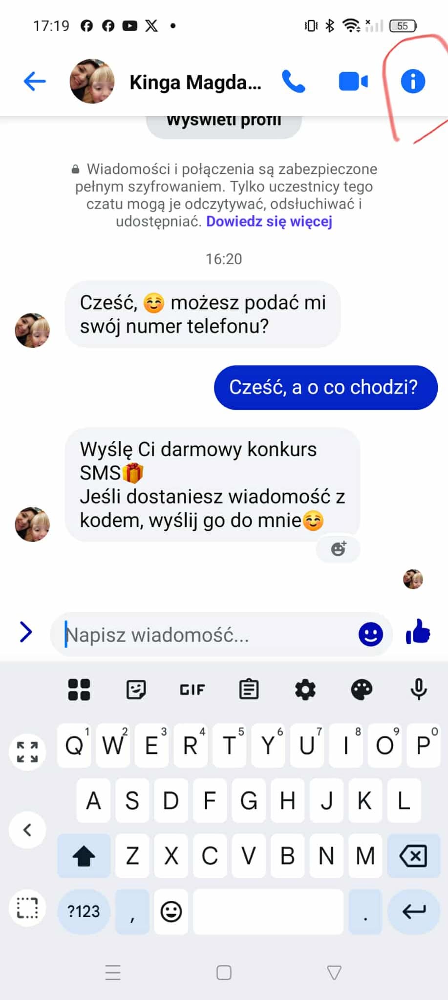 Fb Messenger oszustwo 1