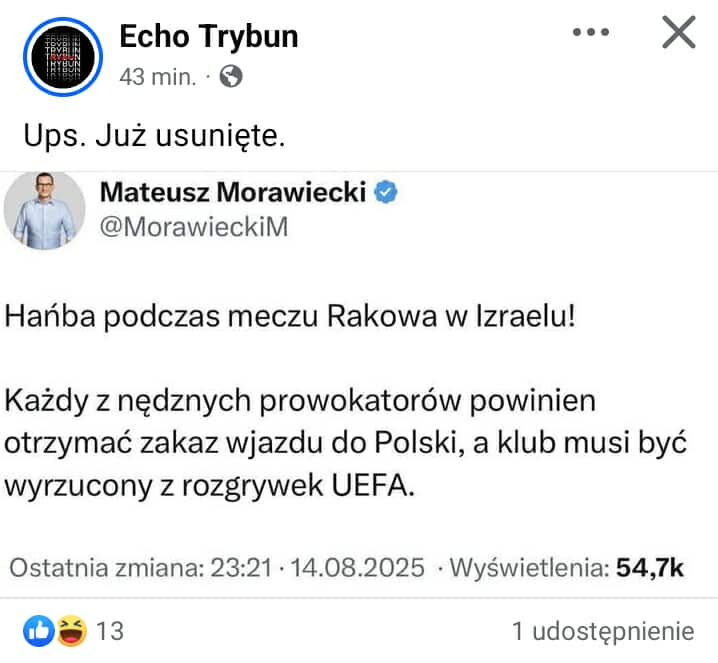 Morawiecki wpis o Izraelu