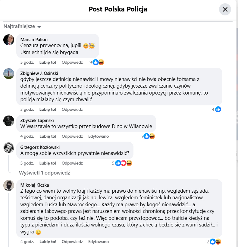 Policja mowa nienawiści 2 statystyki